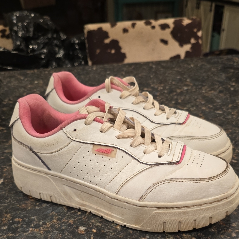 Avia White and Pink Women's Sneakers